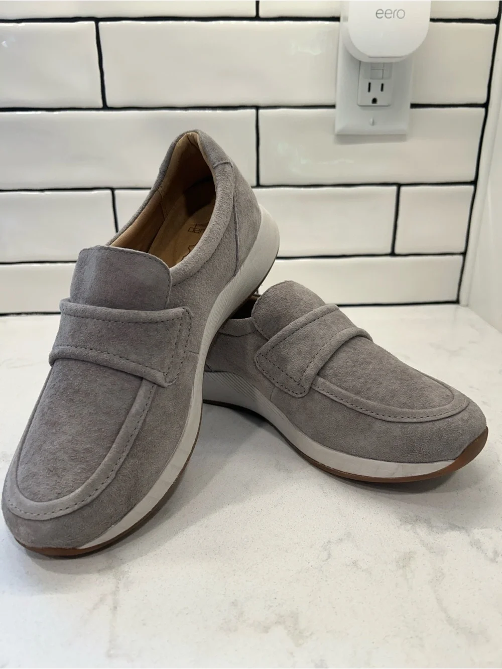 Dansko Clementine Slip-On Suede Leather Sneaker Light Grey